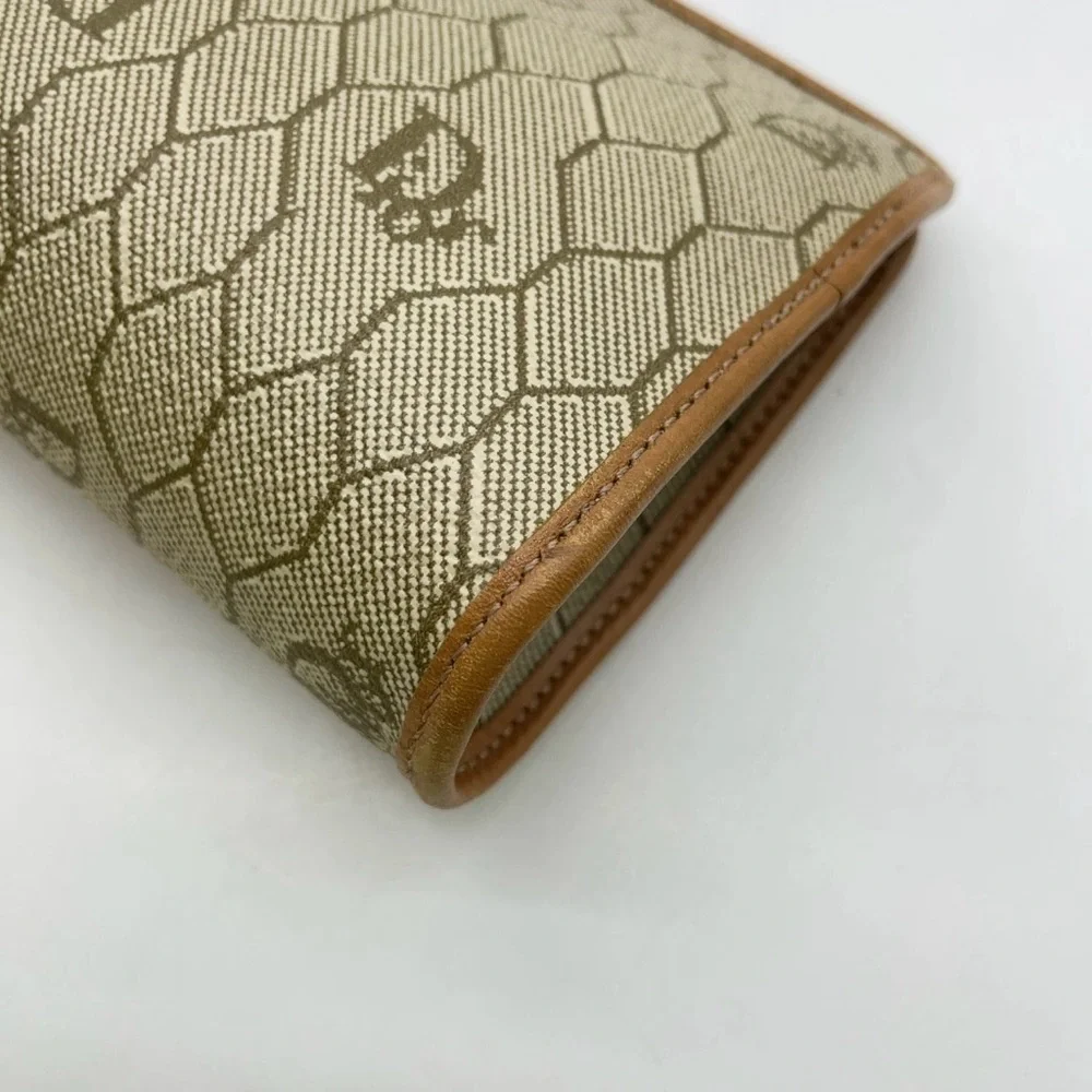 Christian Dior Honeycomb Beige PVC Mini Purse Coin Case